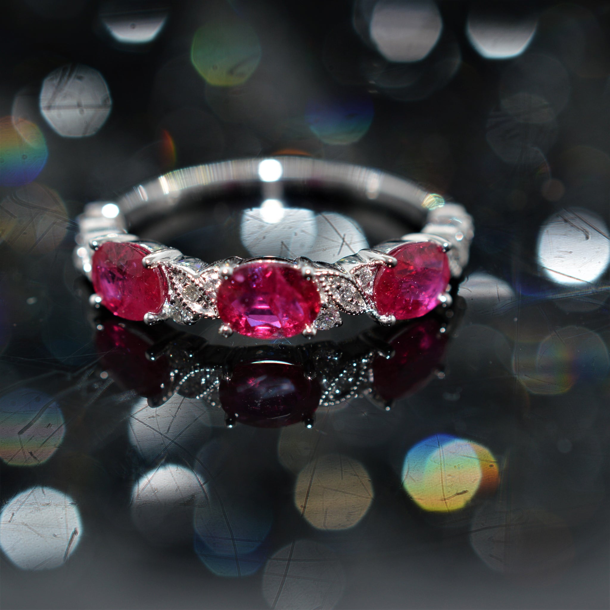 White gold deals ruby band rings