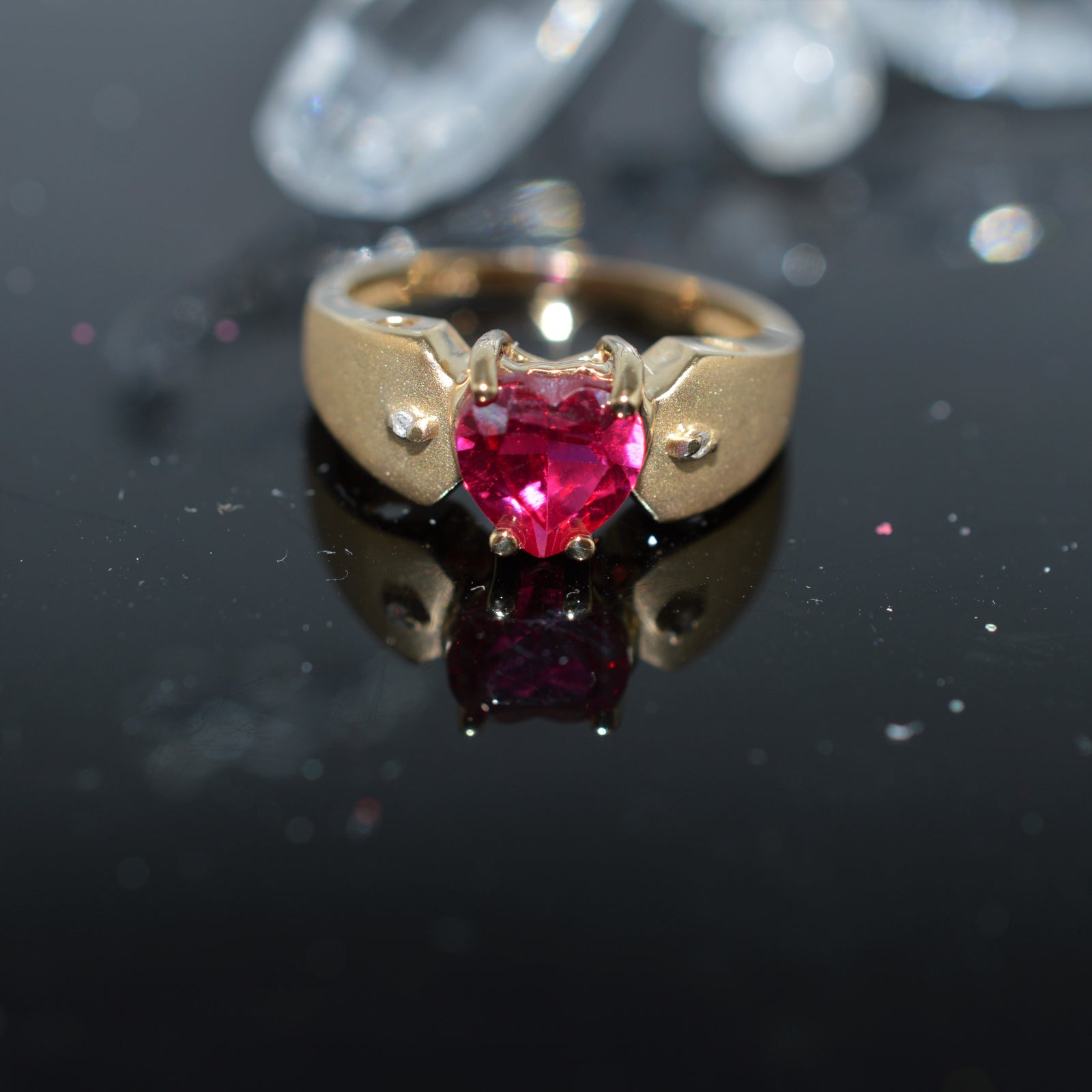 14 KT Tri Color Gold Cubic Zirconia Butterfly Ring - Ruby Lane