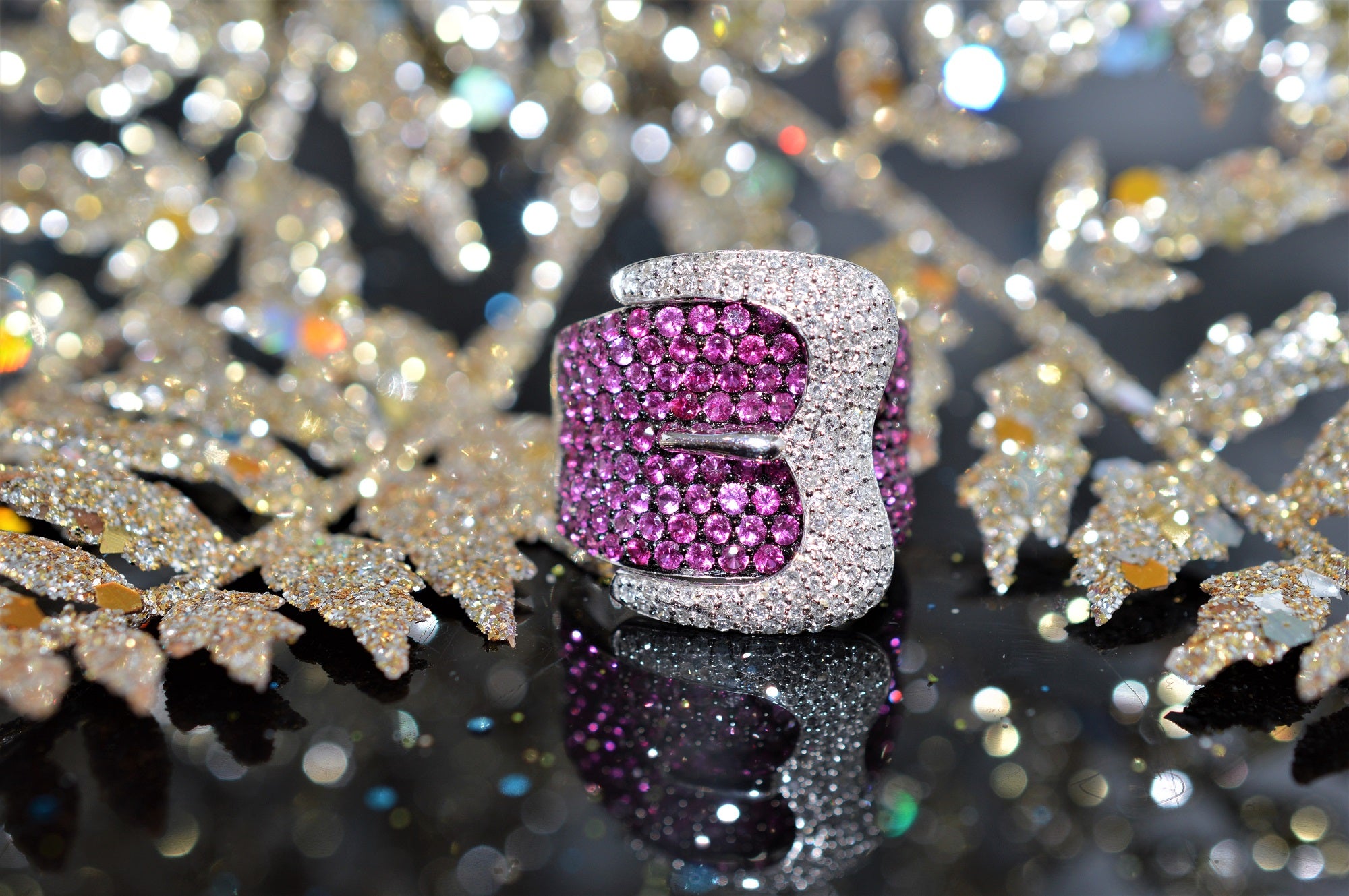 Louis Vuitton Diamond & Pink Sapphire Flower 18k White Gold Ring Louis  Vuitton