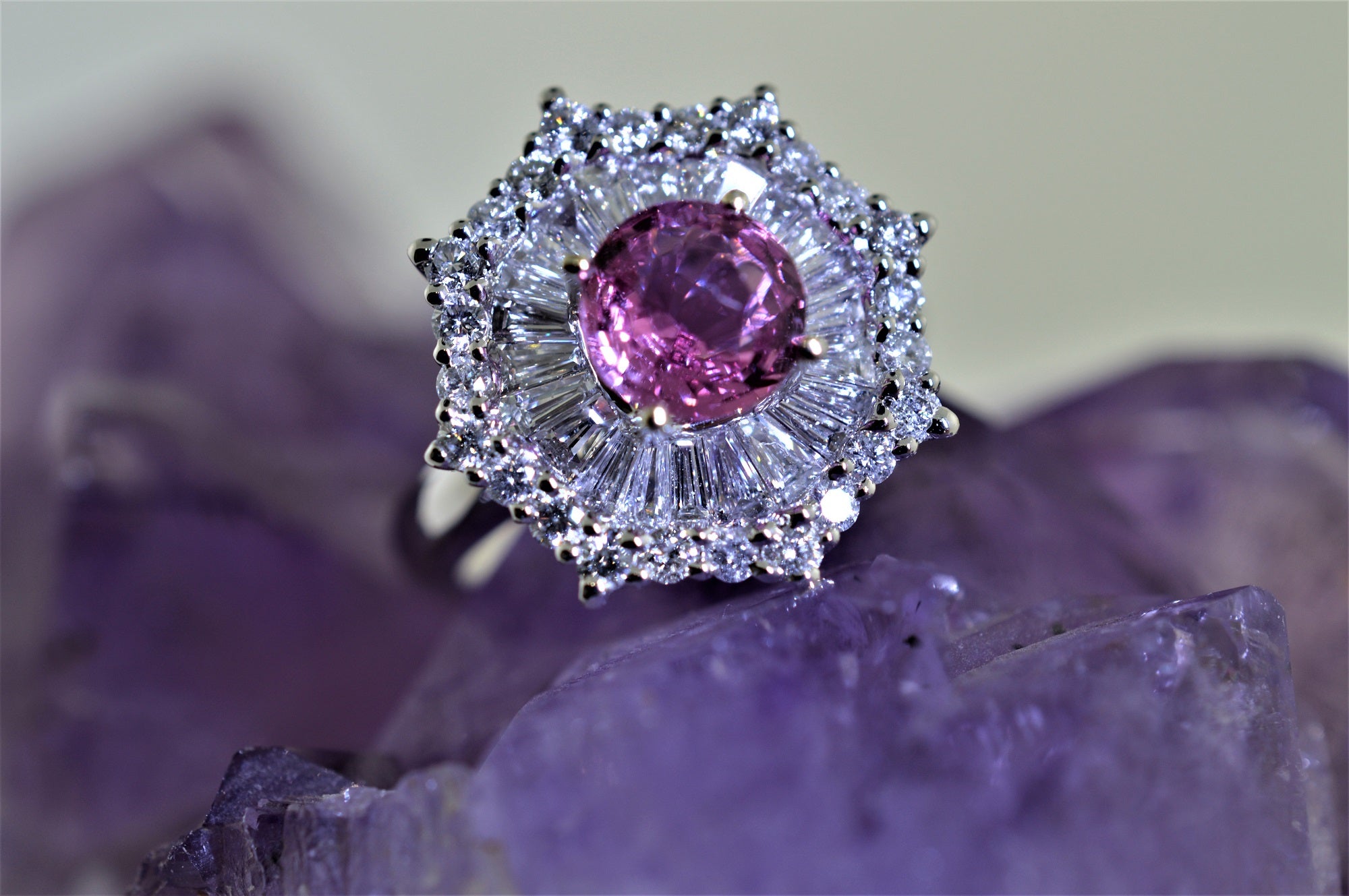 Louis Vuitton Pink Sapphire And Diamond Necklace Set