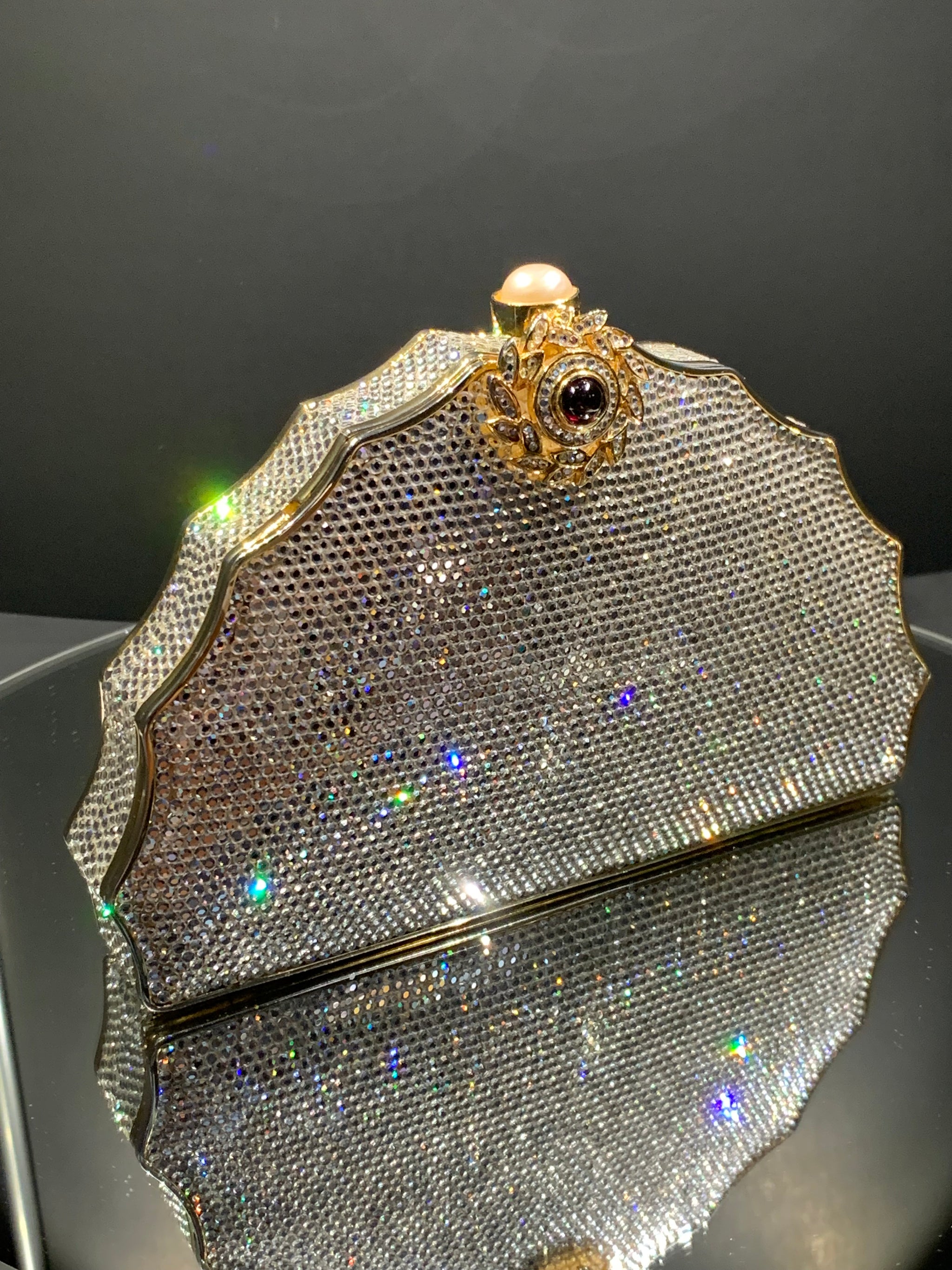 Judith Leiber Couture Diamond Geometric Crystal Minaudiere